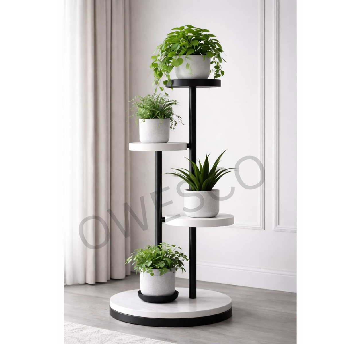 grey indoor plant stand OWESCO Modern Vertical 5-Tier Plant Stand – Minimalist Multi-Level Ind – Owesco