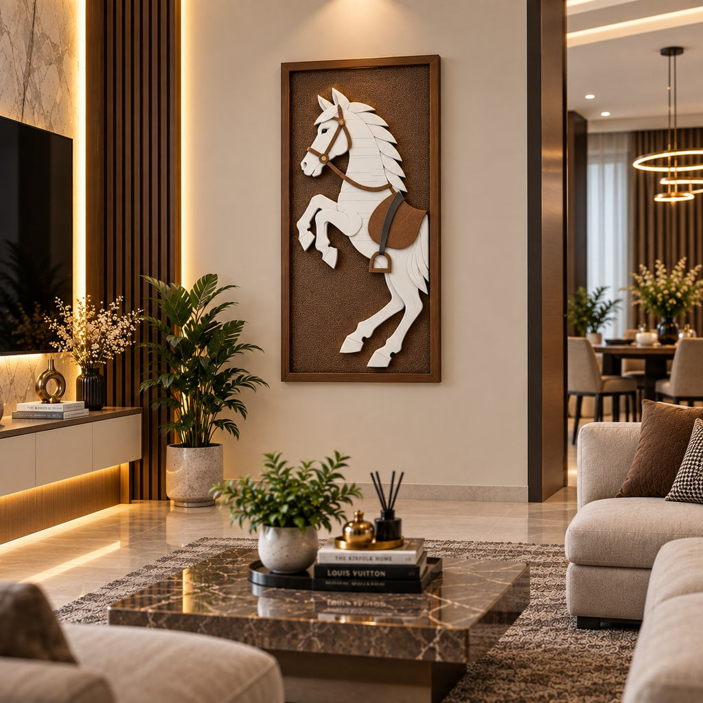 Royal White Horse 3D Wall Art – Luxury Horse Wall Decor