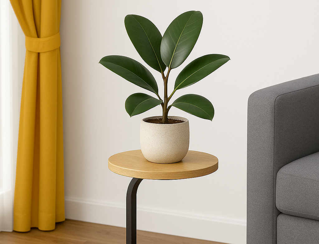 OWESCO Modern Black Metal Plant Stand / Side Table – Minimalist Accent Table for Living Room & Bedroom