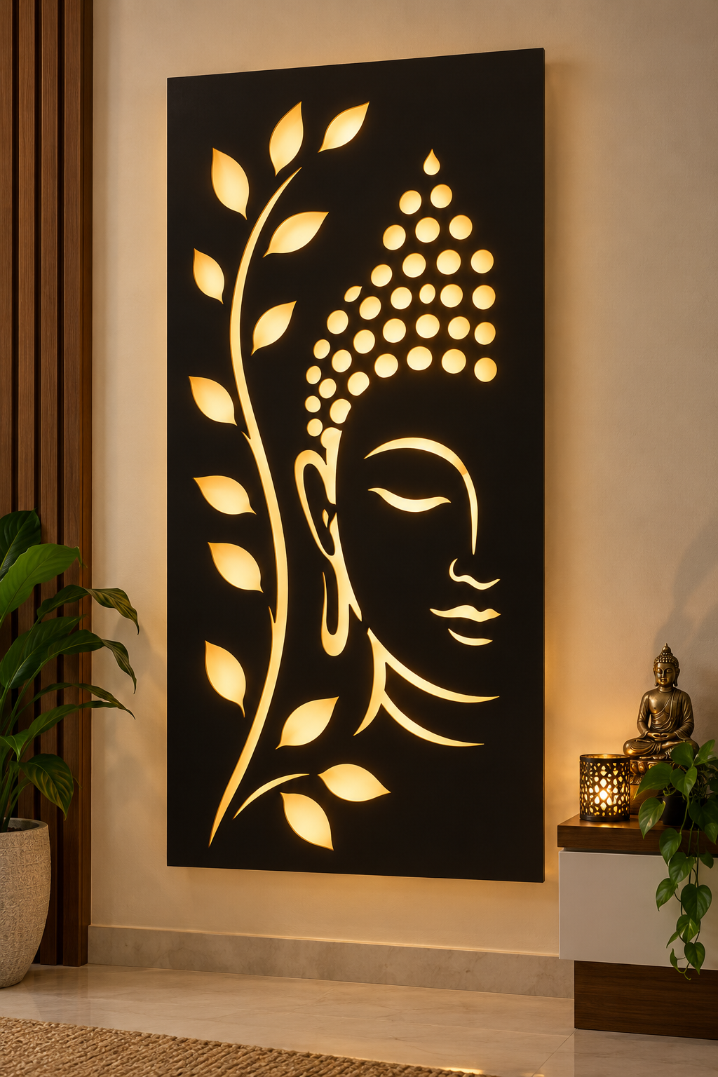 Buddha Leaf Backlit Wall Art