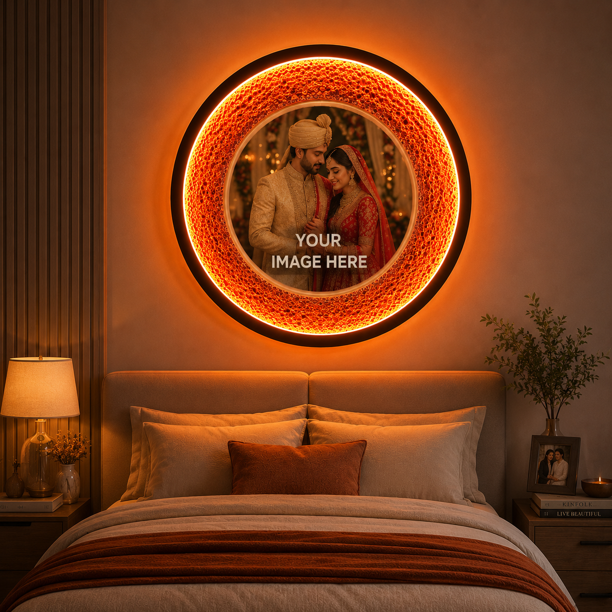 Personalized LED Photo Frame Wall Lamp | Custom Couple Picture Light