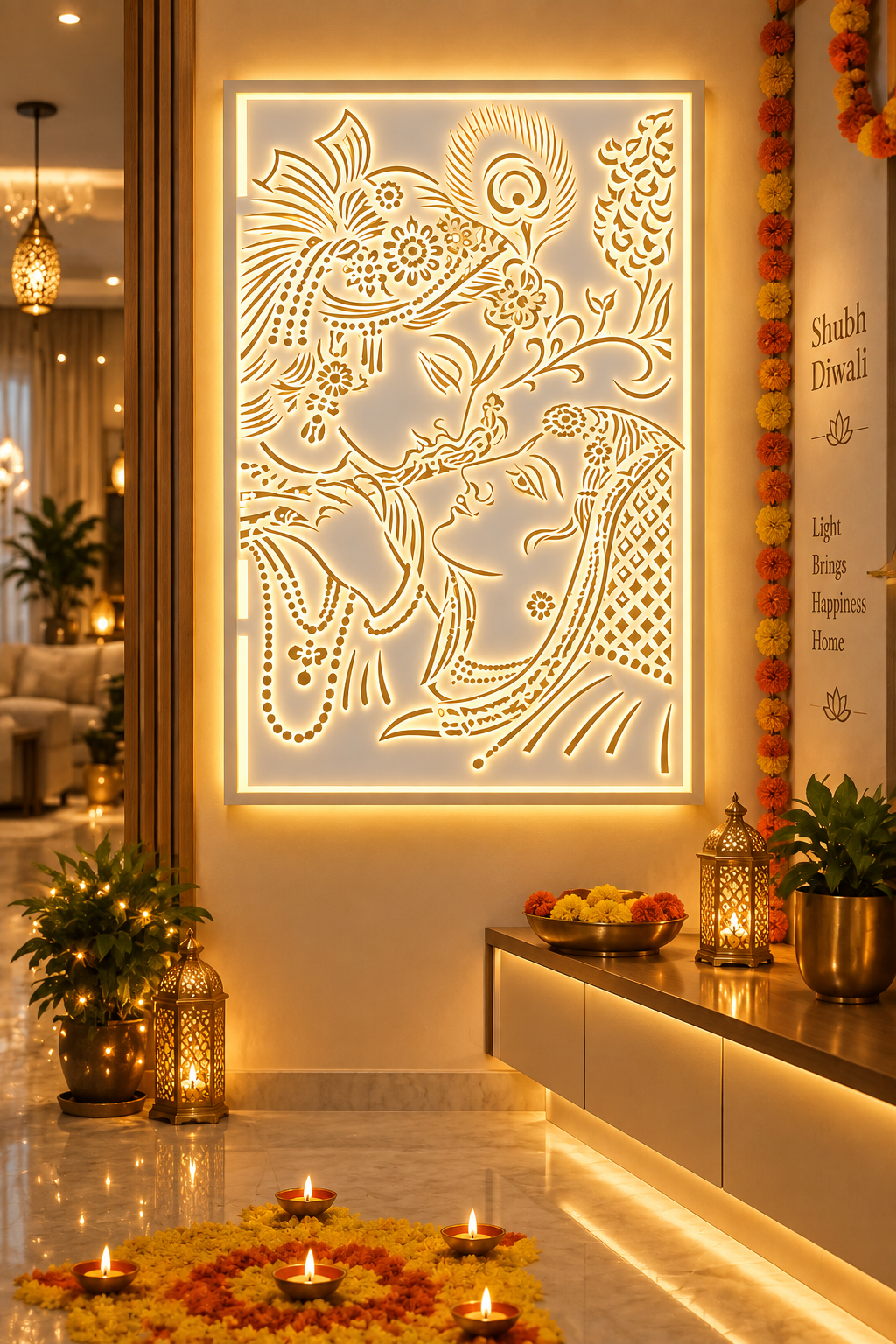 Diwali Special Radha Krishna LED Wall Art ✨