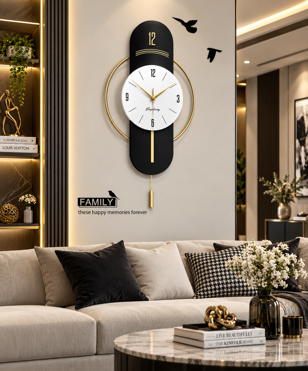 Modern Black & White Designer Wall Clock