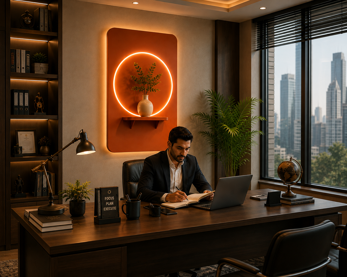 Terracotta Circle Glow LED Wall Art