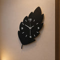 Elegant Leaf Shape Wall Clock 🌿🖤
