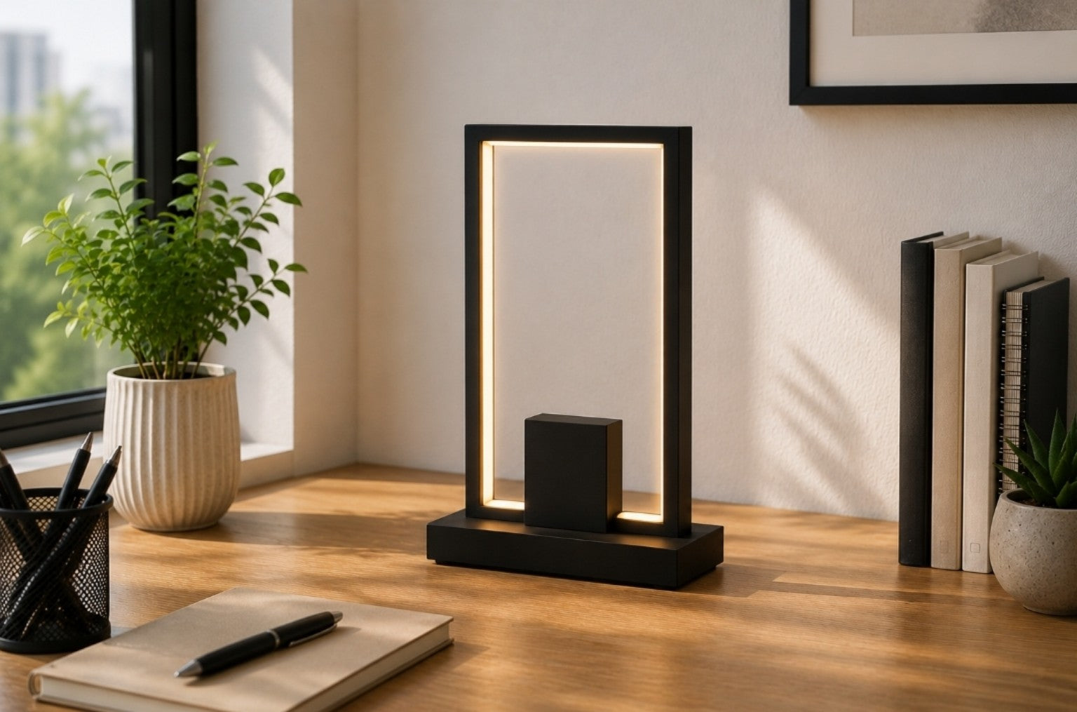 Modern Geometric LED Table Lamp | Minimalist Desk Light for Home & Office