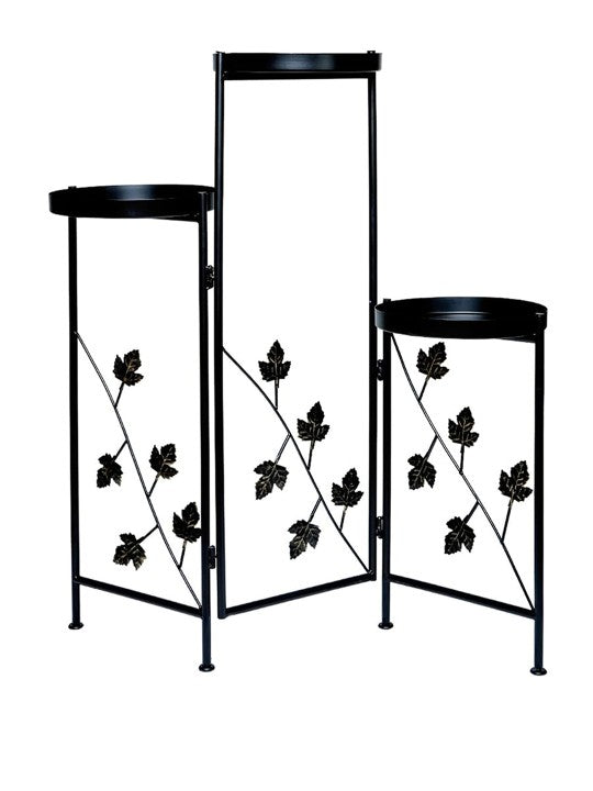 Black 3 Tier Flower Pot Holder Shelf Pot Organizer