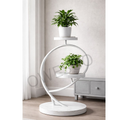 OWESCO Modern Curved 2-Tier Plant Stand – Sculptural Indoor Plant & Décor FT13