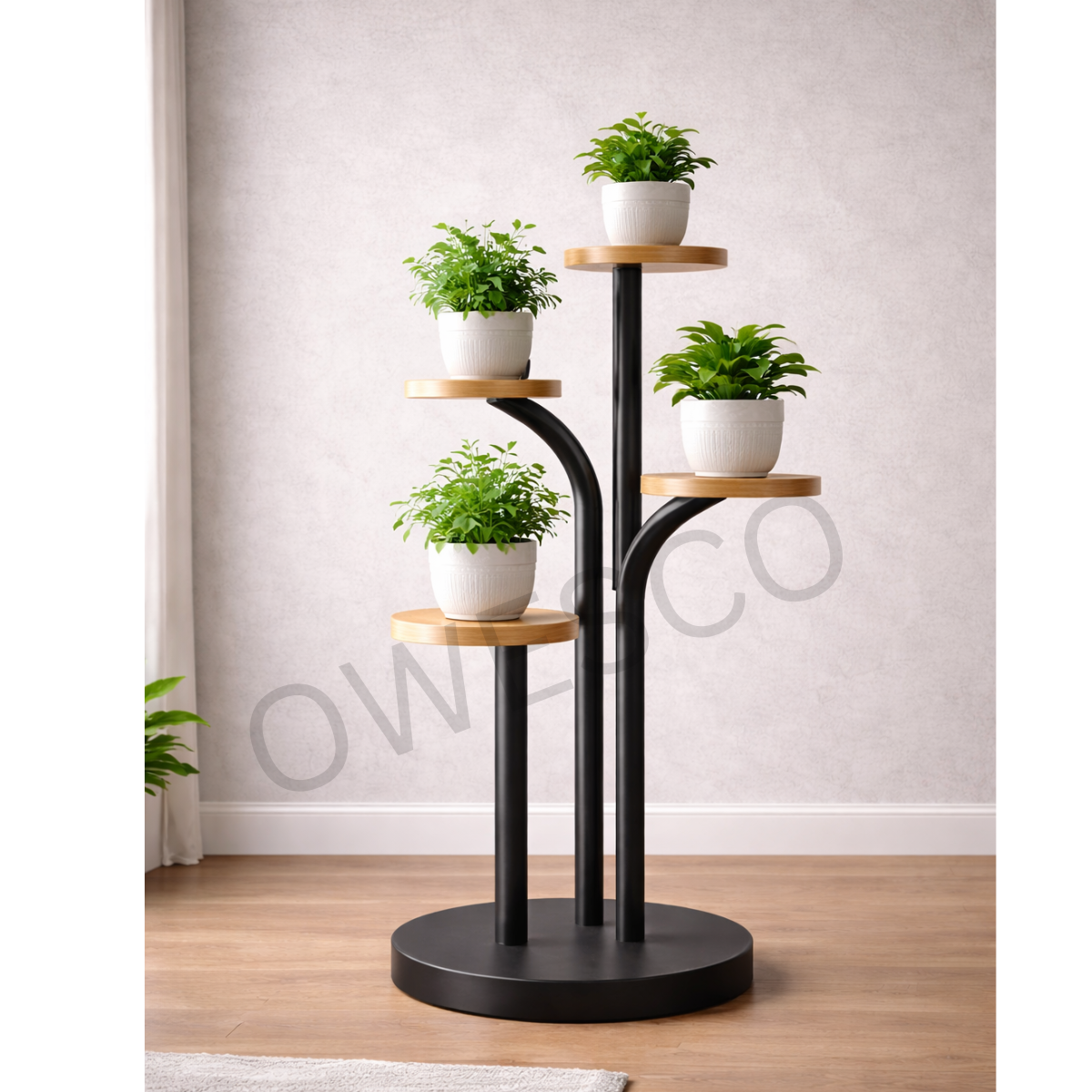 OWESCO Modern 4-Tier Vertical Plant Stand – Designer Multi-Level Indoor Plant FT11