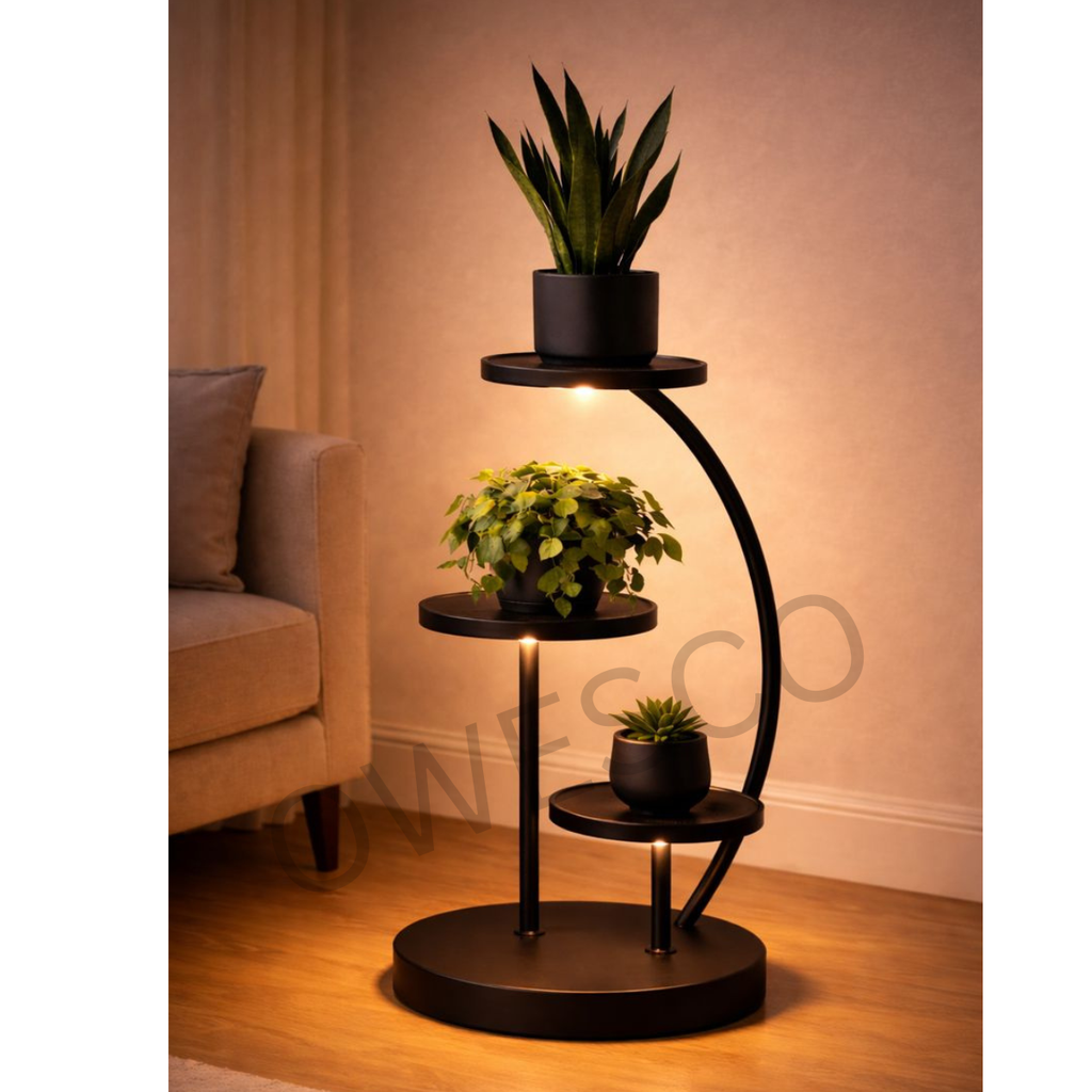 Modern Curved Tier Plant Stand – FT1 ( BLACK )
