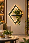 Modern LED Wall Art with Plant Shelf
