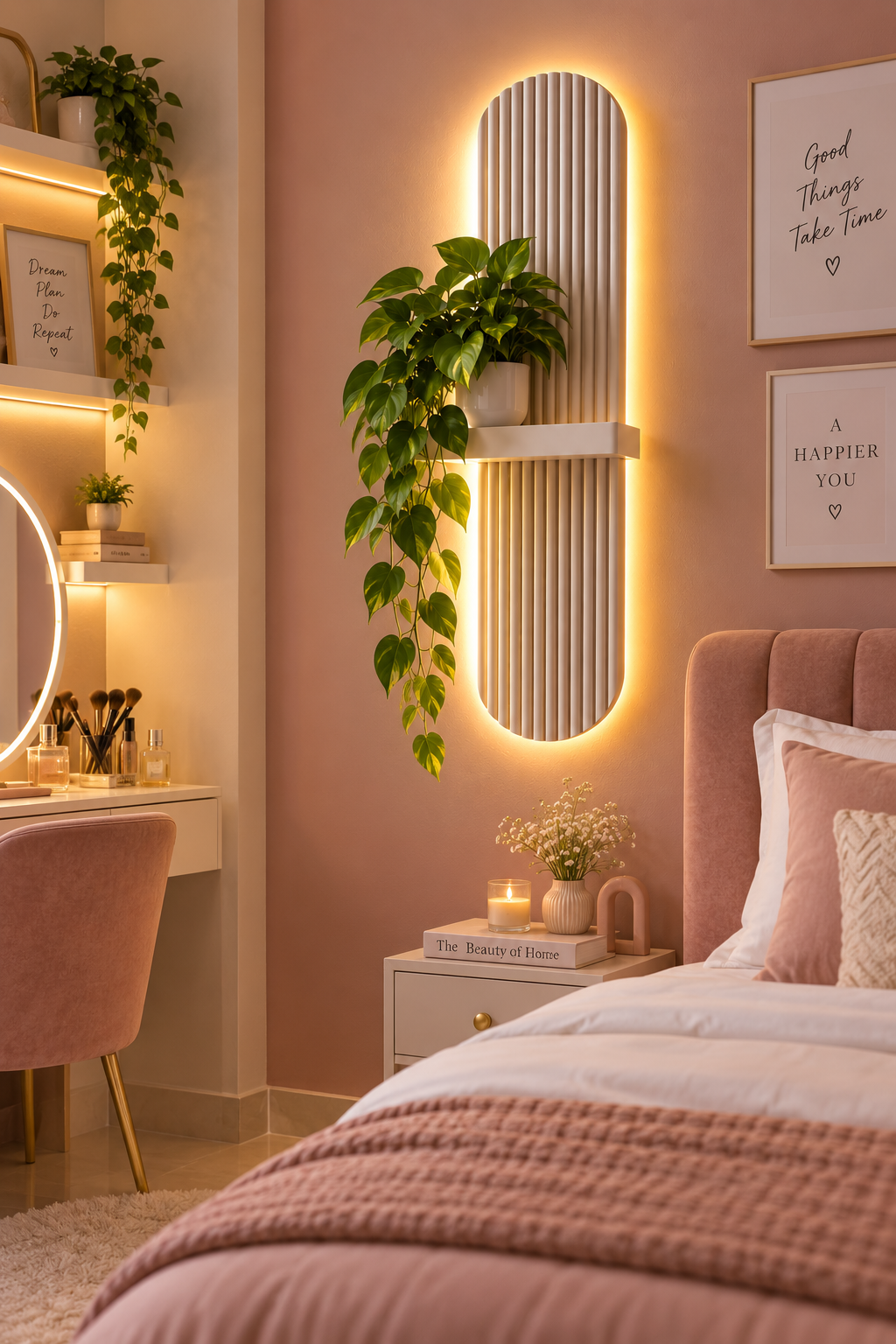 Ray LED Wall Decor with Plant Shelf