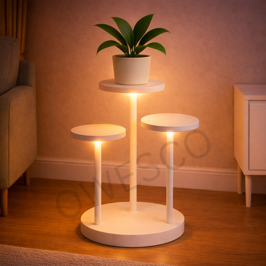 OWESCO Modern 3-Tier White Metal Plant Stand FT8 (WHITE)