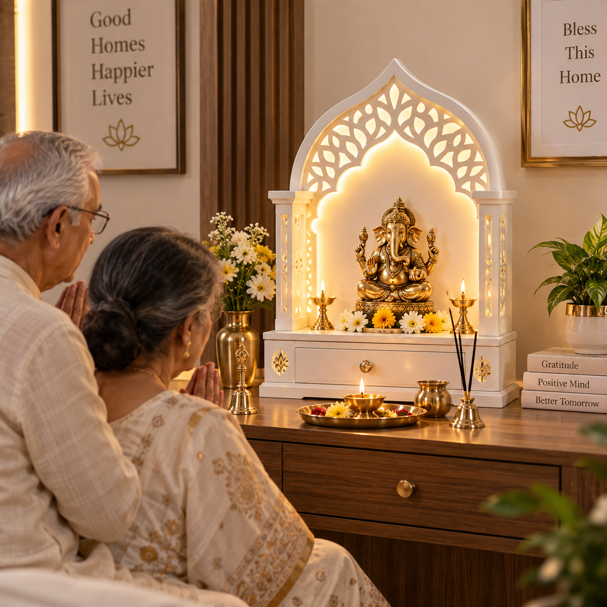 Ganesha Mini Mandir LED Stand