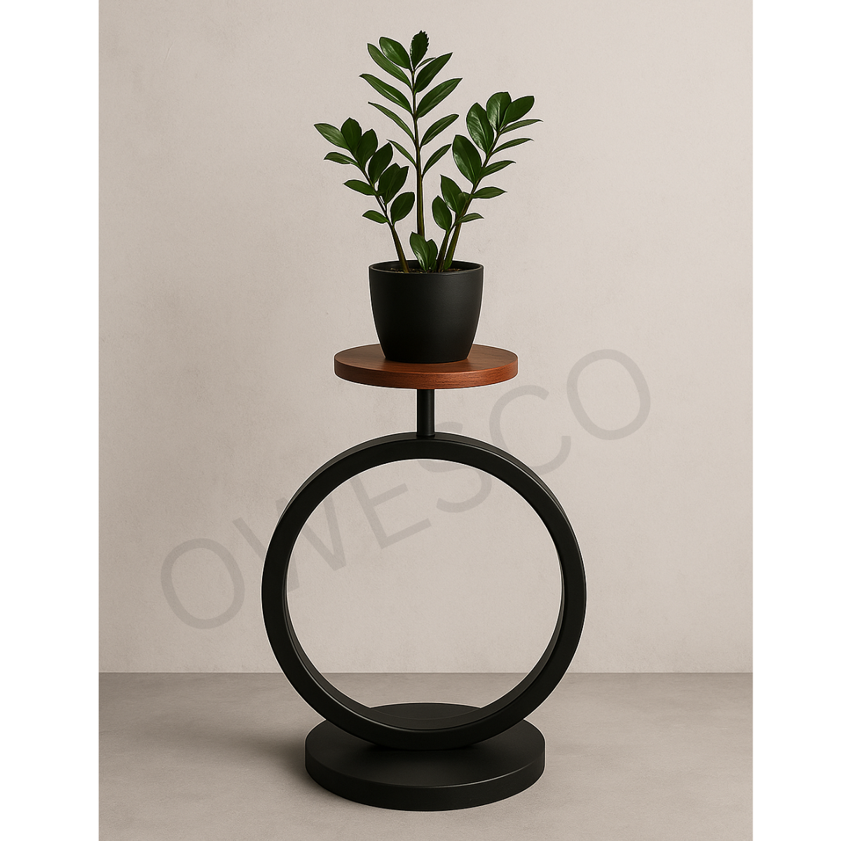 OWESCO Modern Circular Metal Plant Stand – Designer Single-Pot FT5