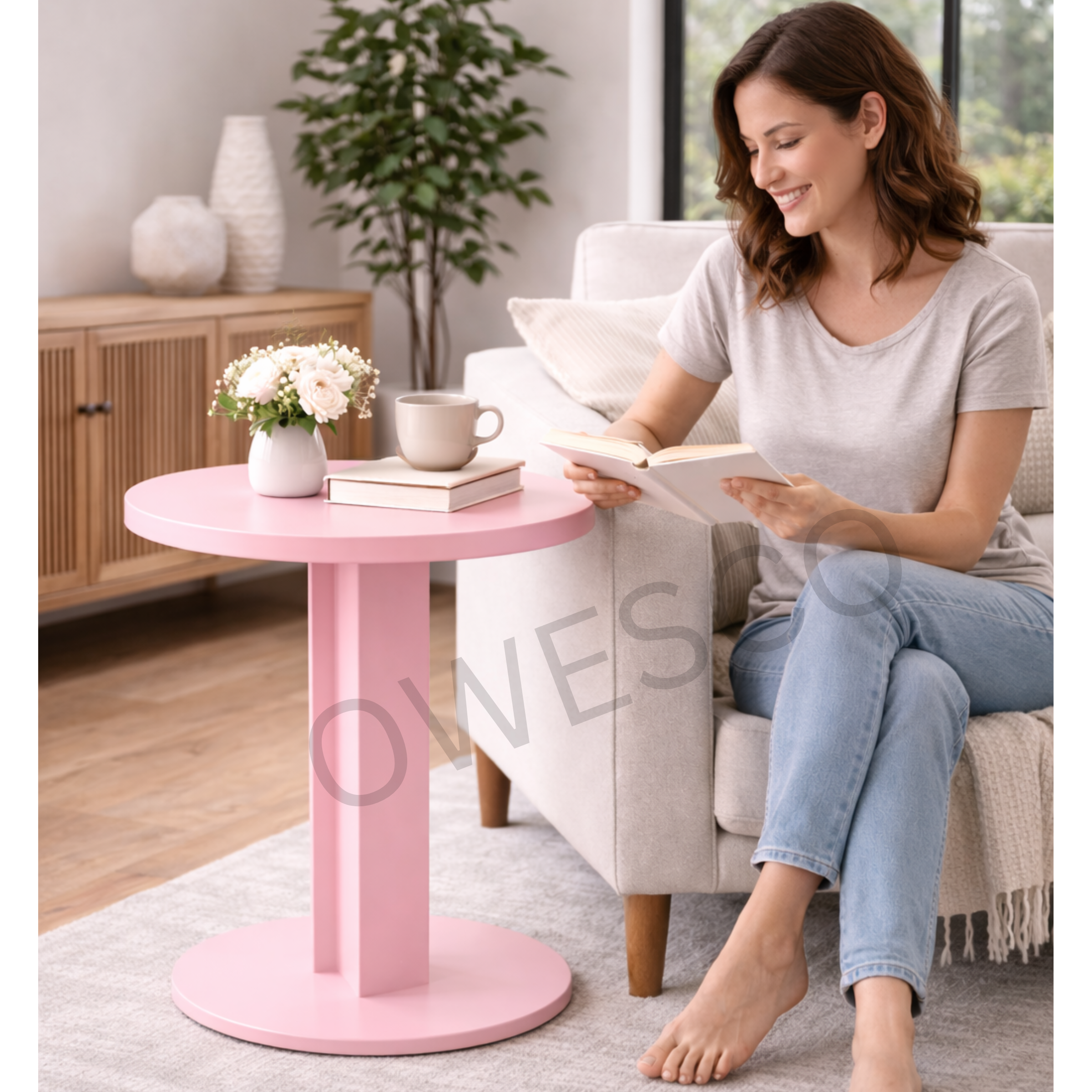 Modern Round Side Table for Sofa & Bedside