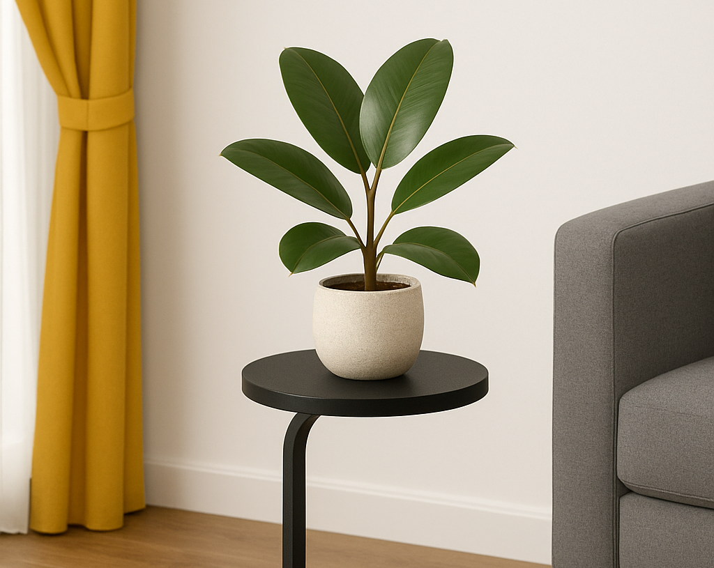 OWESCO Modern Black Metal Plant Stand / Side Table – Minimalist Accent Table for Living Room & Bedroom