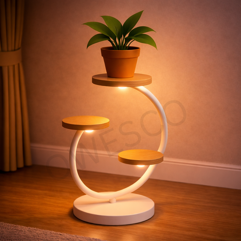 OWESCO Modern 3-Tier Curved Metal Plant Stand FT14 (WHITE)