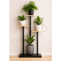 Multi-Tier Modern Wooden & Metal Plant Stand | Indoor Floor Plant Holder FT12