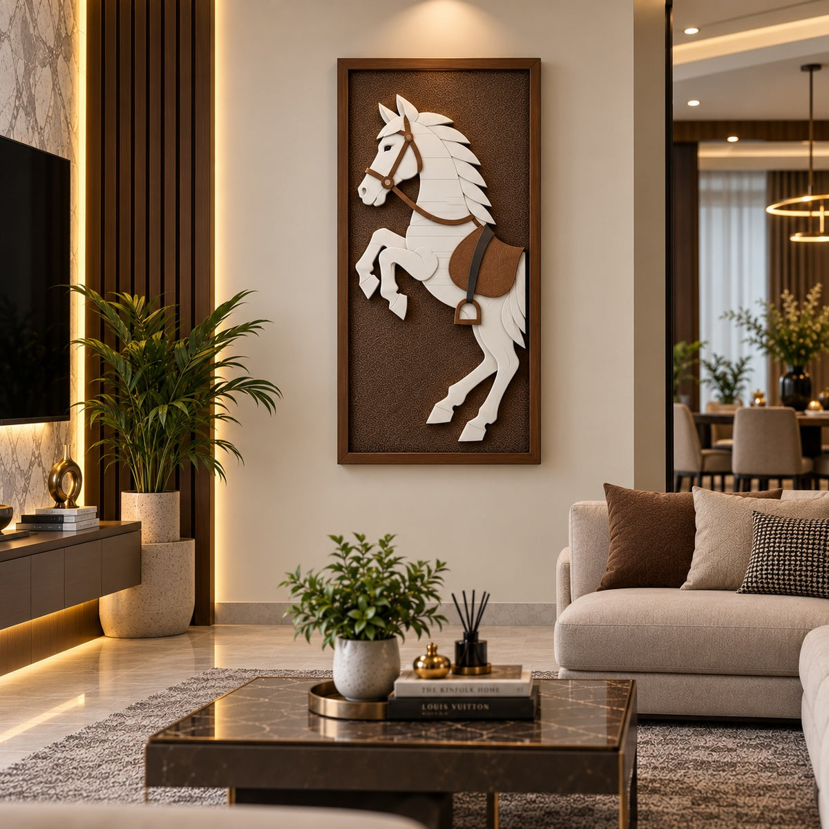 Royal White Horse 3D Wall Art – Luxury Horse Wall Decor
