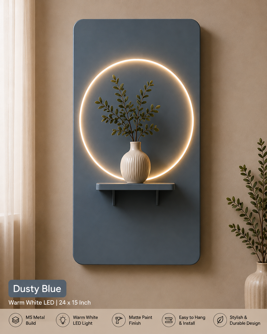 Dusty Blue LED Wall Art