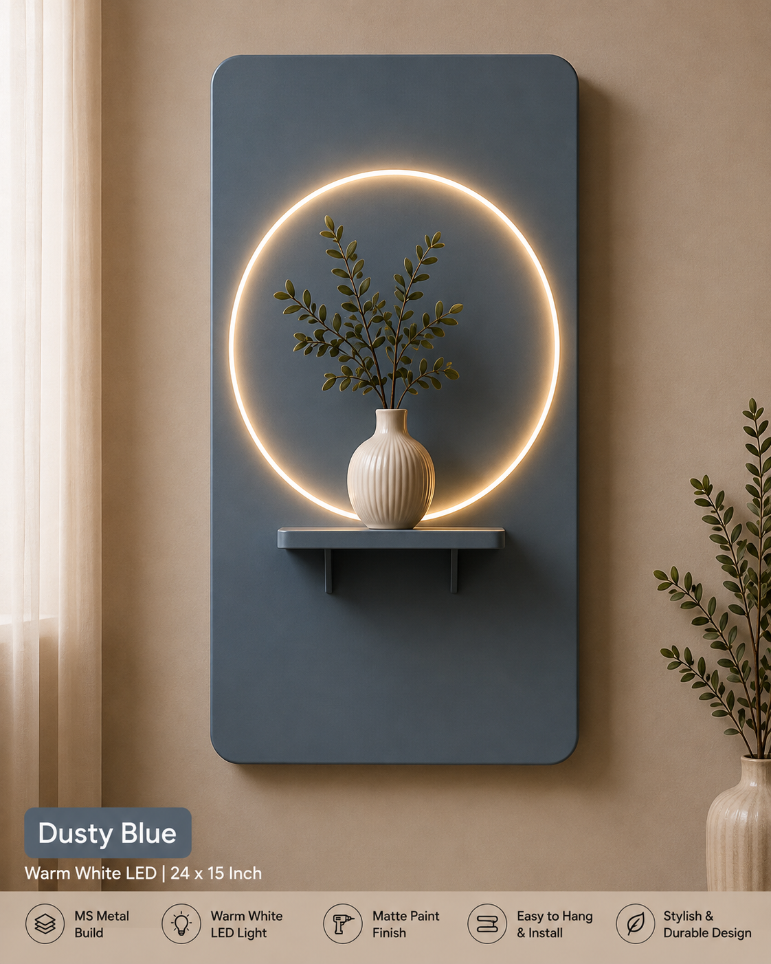 Dusty Blue LED Wall Art