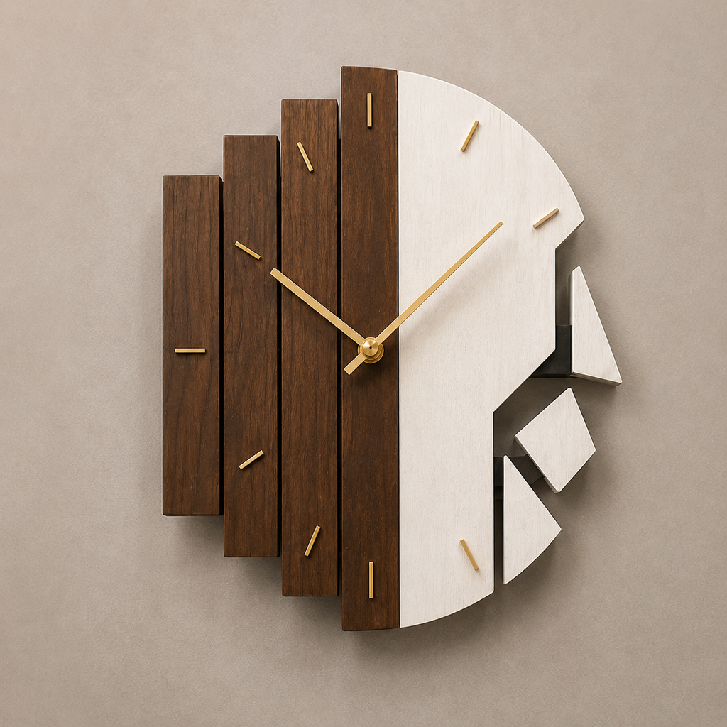 Luxury Walnut & White 3D Wall Clock