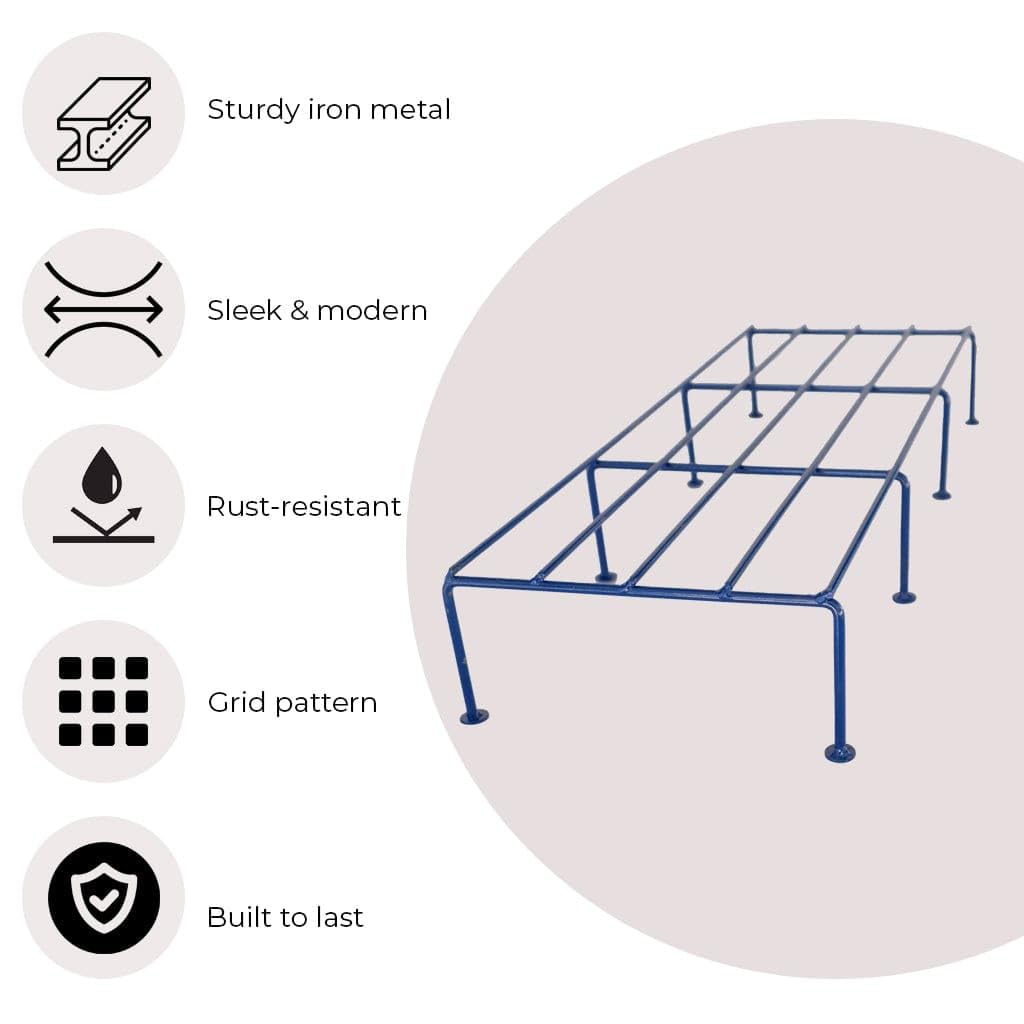 OWESCO 100 Kg Capacity Anti Rust Metal Plant Stand for balcony (Set of 4 Black) | Planter stand for living room - 24 inches | Pot stand for outdoor & Indoor plants