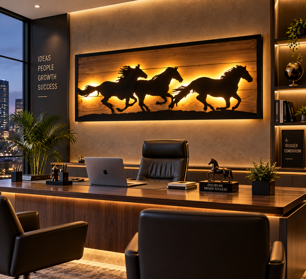 🐎 Majestic Running Horses Backlit Wall Art