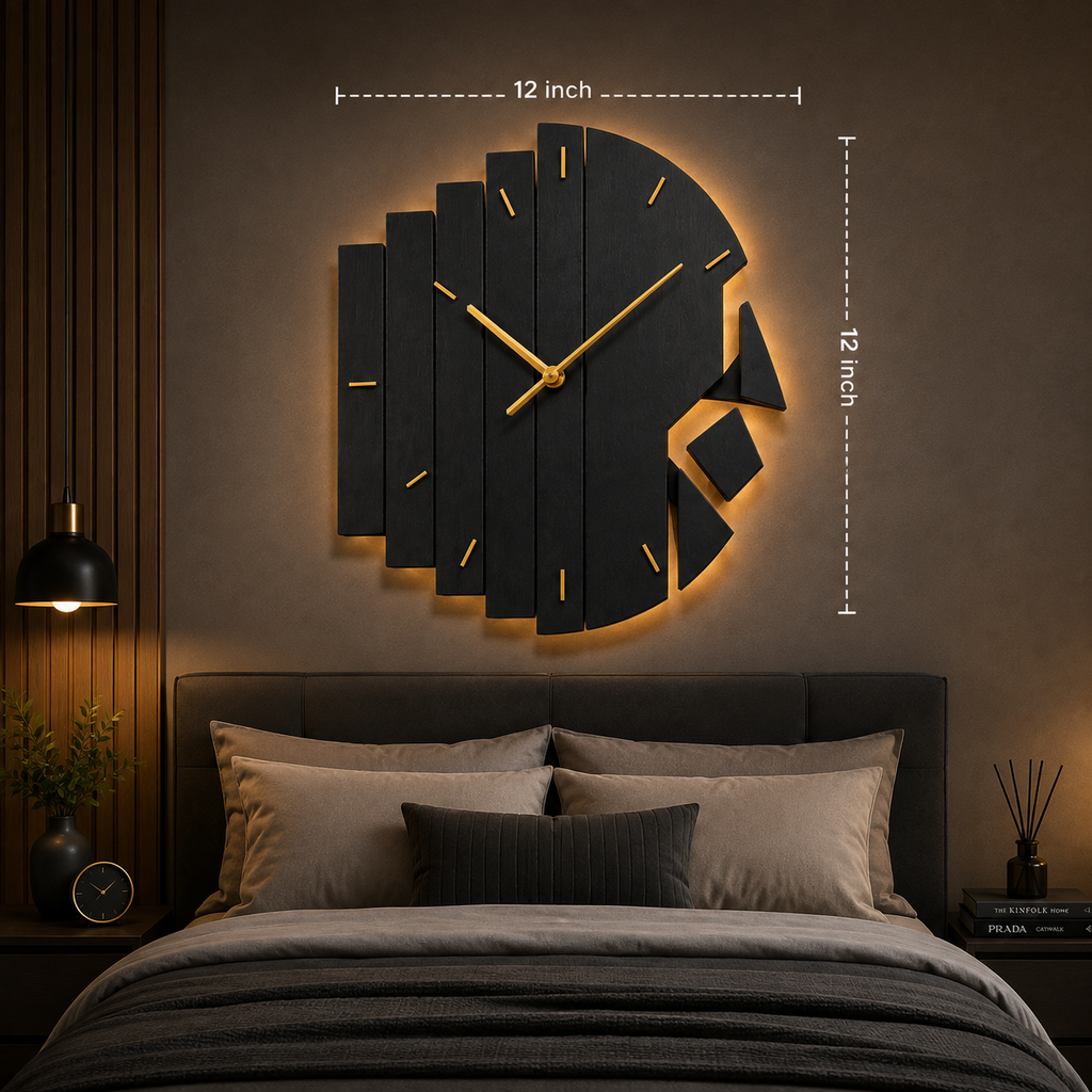 Luxury All-Black 3D Wall Clock