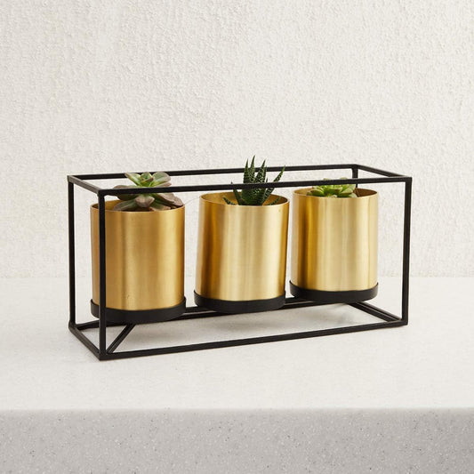 Set of 3 Metal Floor Planters with Stand