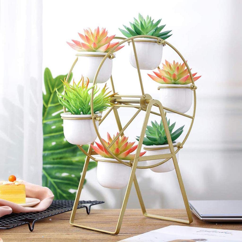 Ferris Wheel Planter Succulent Plant Stand with 6 Flower Pot, Succulent Plant