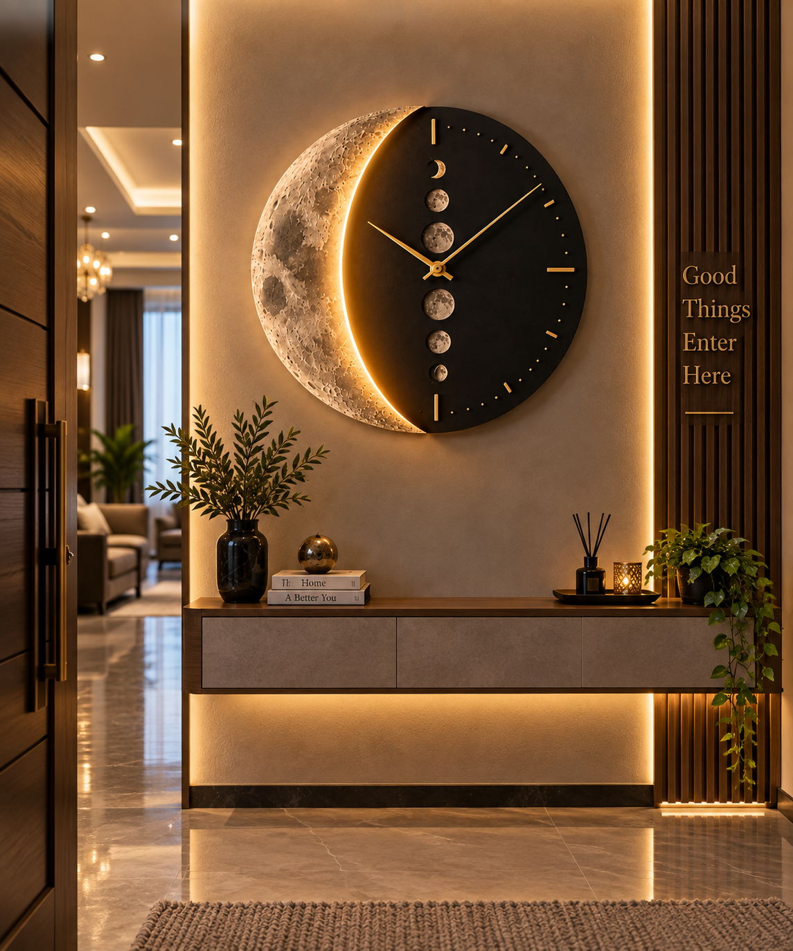 🌙 Luxury Moon Phase Wall Clock