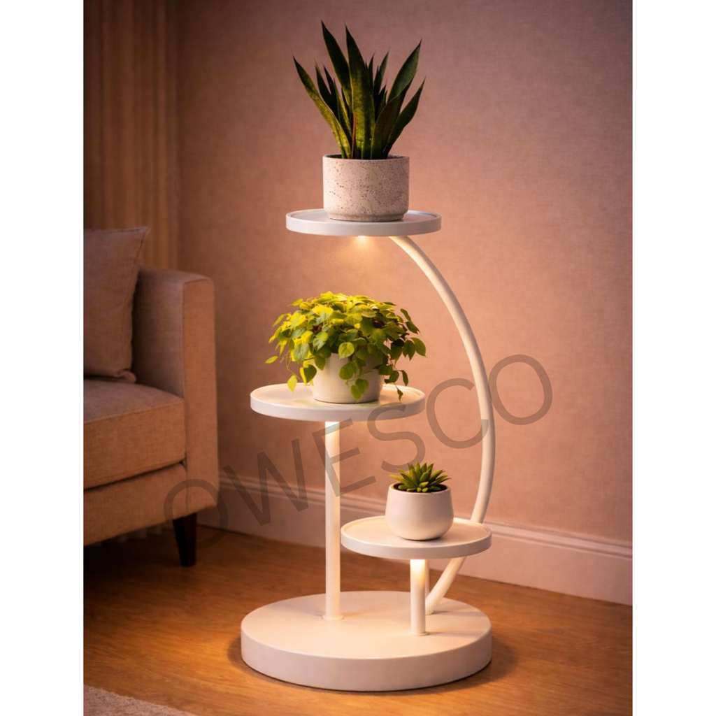 Modern Curved Tier Plant Stand – White FT1 ( WHITE )