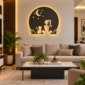 Meditating Woman LED Wall Art – Moon & Stars Backlit Wooden Decor
