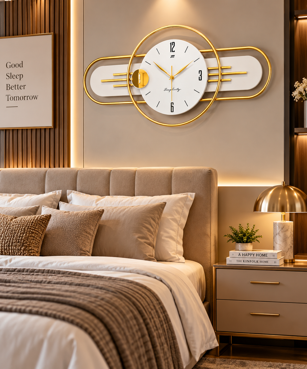 Elegant White & Gold Designer Wall Clock