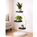 Modern Curved Tier Plant Stand – FT1 (White & Black)