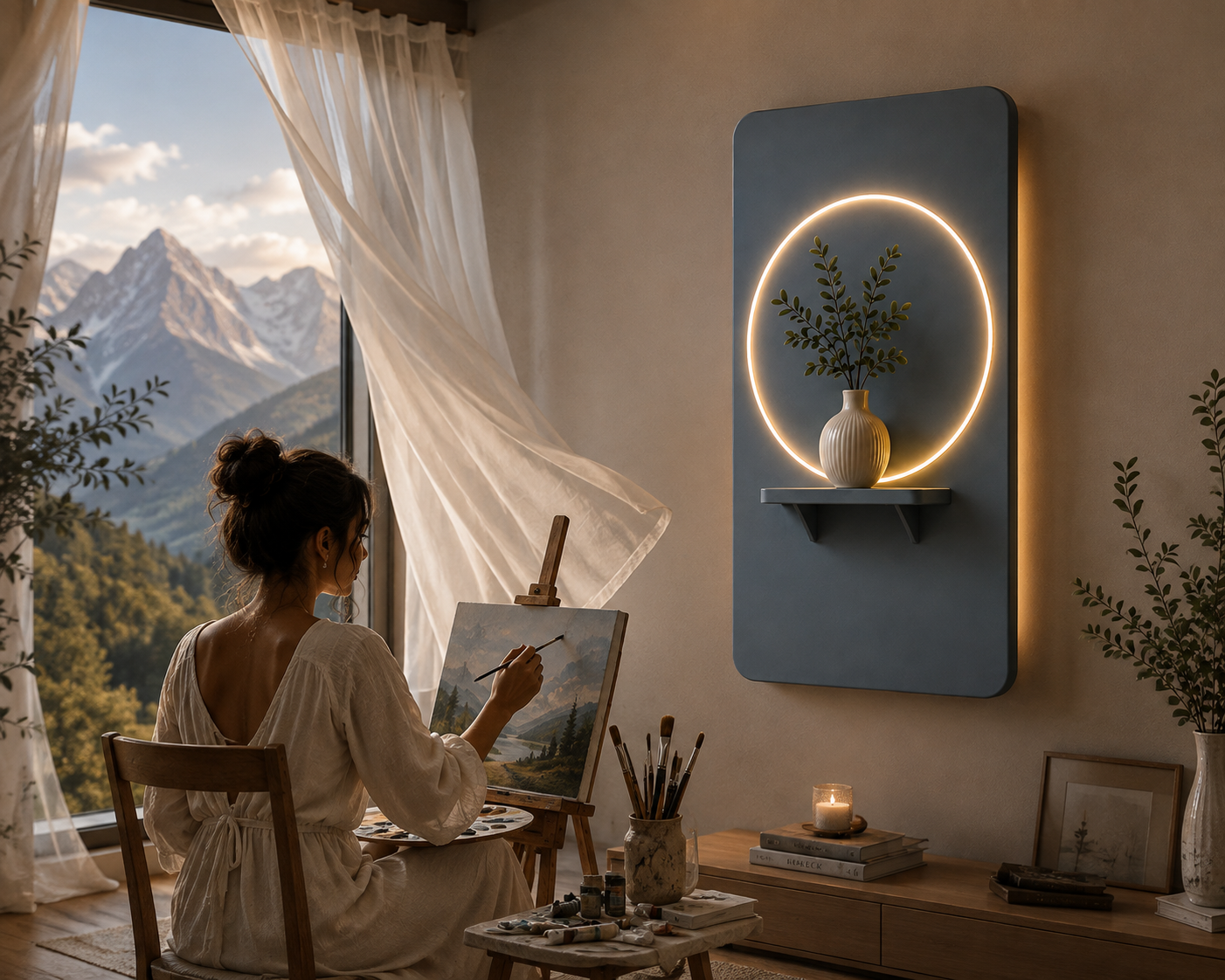 Dusty Blue LED Wall Art