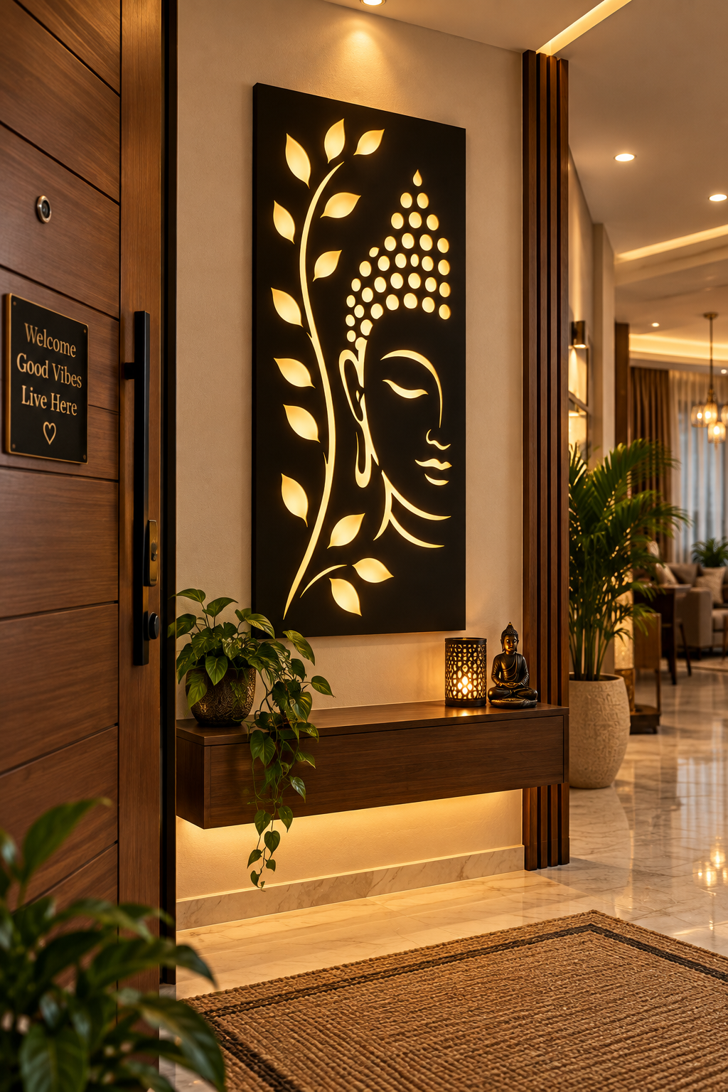 Buddha Leaf Backlit Wall Art