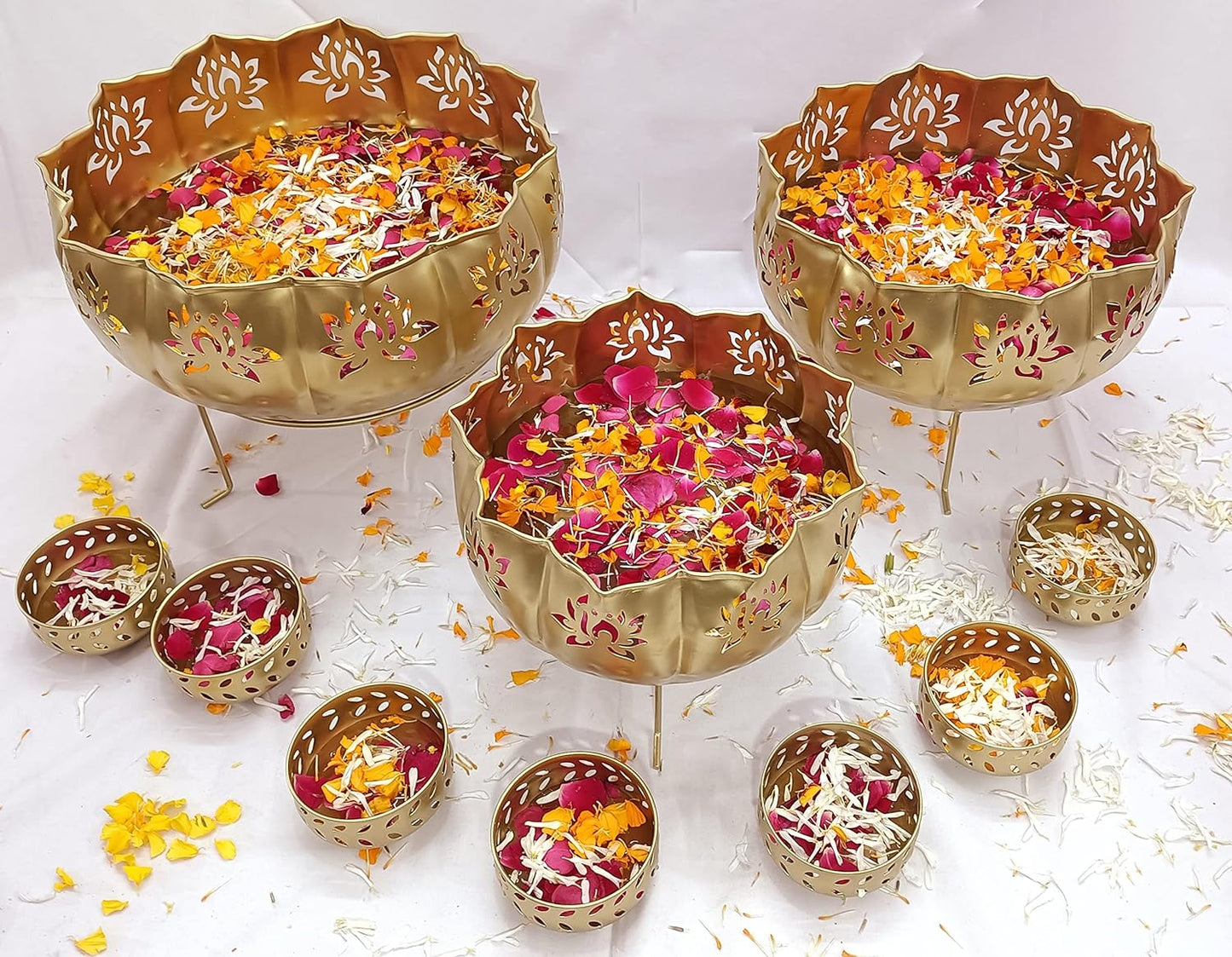 Taj Bowl Urli Candle Stand with Floating Diya | Urli for Home Decor and Festival Decor