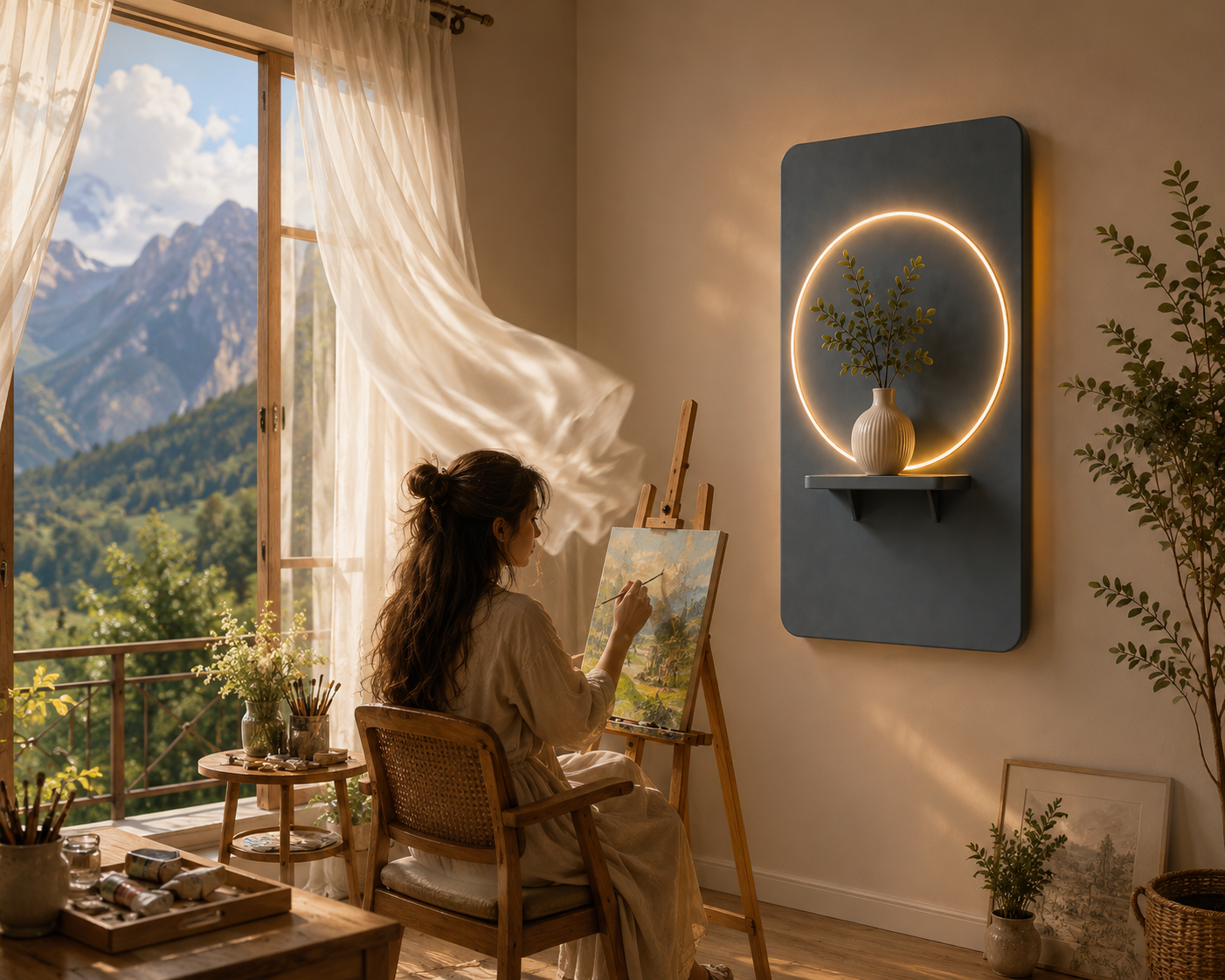 Dusty Blue LED Wall Art
