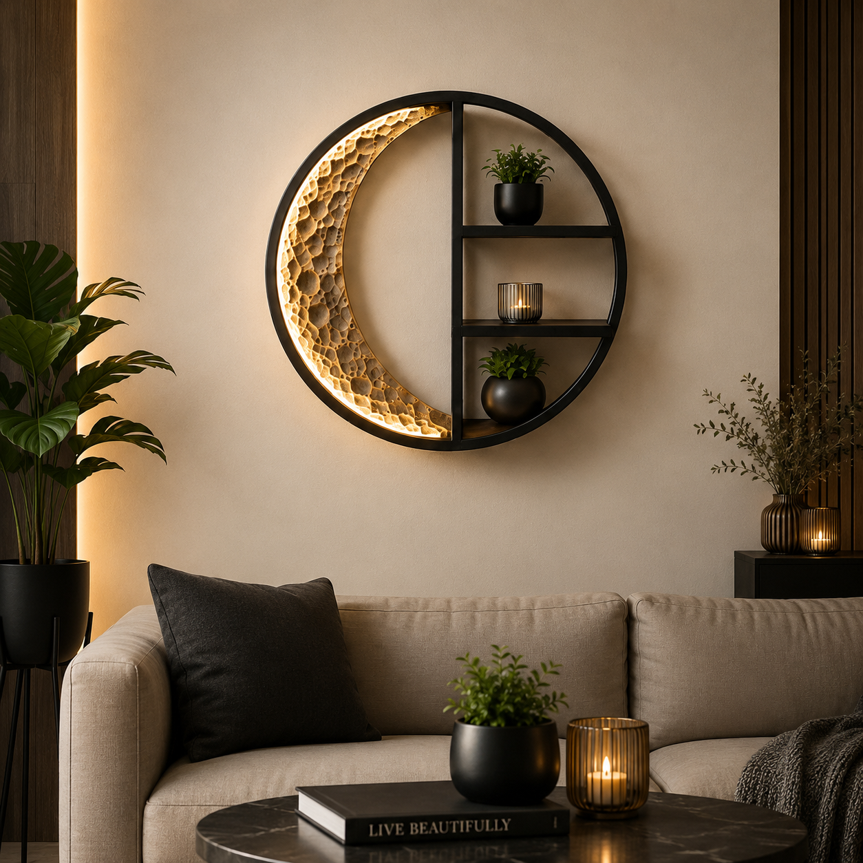 OWESCO Lunar Divide LED Wall Shelf