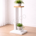Modern Dual-Level Plant Stand – White Metal & Wood Top FT2 ( white )