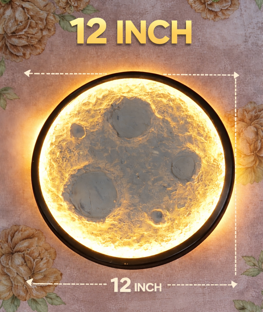 3D Moon Wall Light (Cool Blue) – 12 Inch LED Decorative Wall Lamp for Bedroom & Modern Home Decor