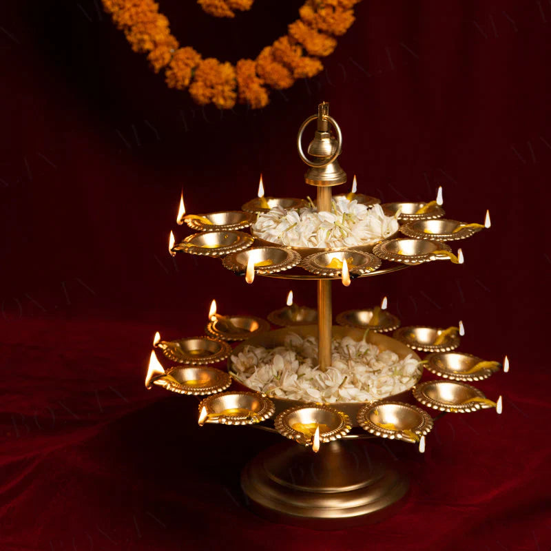 Exquisite 2 Layer Diya Urli Stand