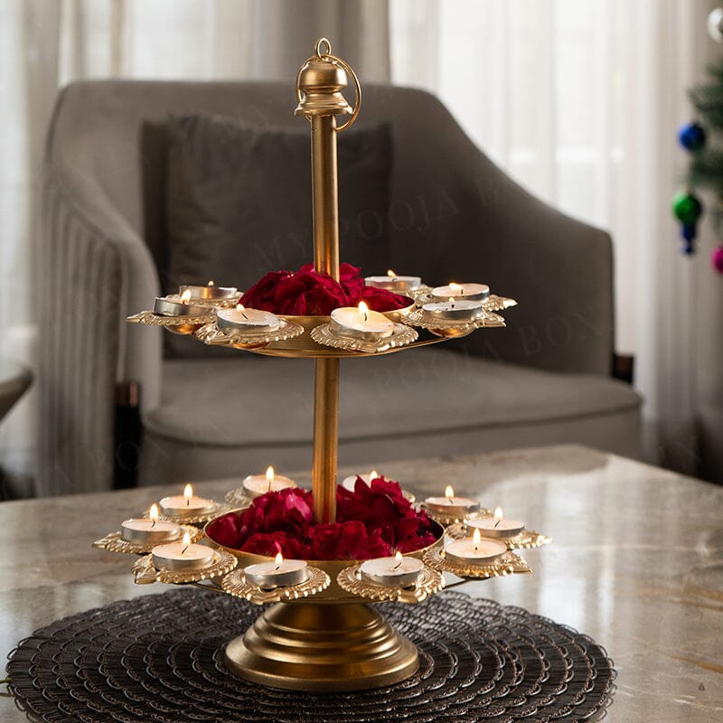 Exquisite 2 Layer Diya Urli Stand