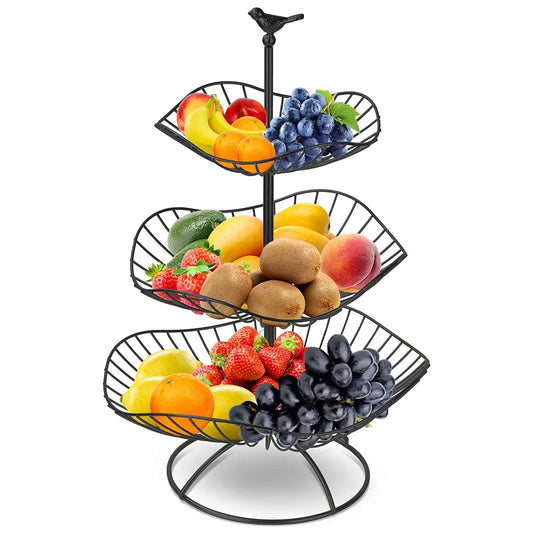 Modern Design Food Basket 3 layers lotus leaf Kitchen Decor Gold Metal Wire Storage Organizer Fruit Basket