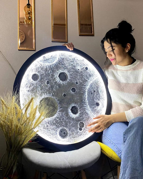 3D Moon Wall Light (Purple Glow) – 12 Inch LED Decorative Wall Lamp for Bedroom & Aesthetic Room Decor