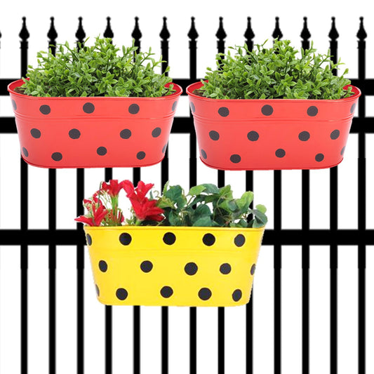 Oval Polka Dot Balcony Railing Planter