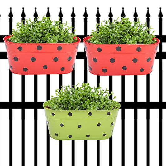 Oval Polka Dot Balcony Railing Planter